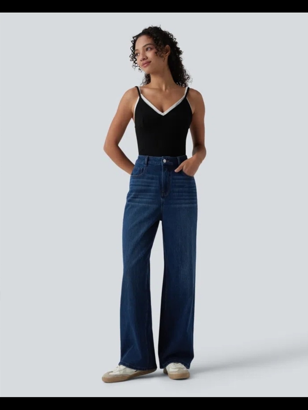 HALARA Dark Blue High-Rise  Flex Denim Wide Legs Jeans - L